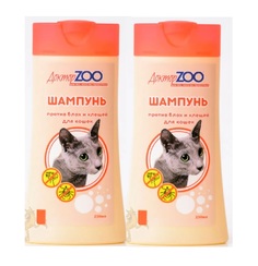 Шампунь для кошек ДокторZOO против блох и клещей для всех типов шерсти, 2 шт по 250 мл