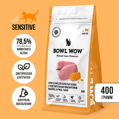 Сухой корм для кошек BOWL WOW при чувствительном пищеварении, с индейкой и тыквой, 400 г