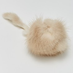 Игрушка для кошек Игруля Мячик-погремушка с хвостиком, белый, мех, пластик, 8 см