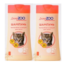 Шампунь для котят ДокторZOO против блох и клещей для всех типов шерсти, 2 шт по 250 мл
