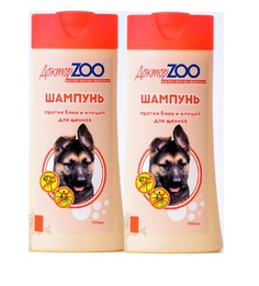 Шампунь для щенков ДокторZOO против блох и клещей для всех типов шерсти, 2 шт по 250 мл