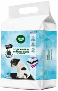 Подстилки впитывающие Triol с угольным фильтром, на липучках, 60x60 см, 12 шт