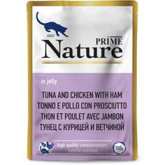 Влажный корм для кошек PRIME Nature, тунец с курицей и ветчиной в желе, 100 г P.R.I.M.E.