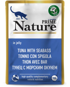 Влажный корм для кошек PRIME Nature, тунец с морским окунем в желе, 100 г P.R.I.M.E.