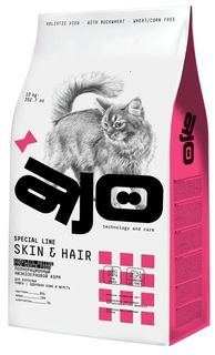 Сухой корм для кошек AJO Cat Skin & Hair, низкозерновой, здоровая кожа и шерсть, 1.5 кг