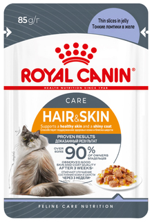 Влажный корм для кошек ROYAL CANIN Hair&Skin, для здоровья кожи и шерсти, 28x85 г