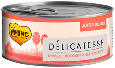 Влажный корм для кошек Мнямс Delicatesse, курица с лососем в нежном желе, 24x70 г