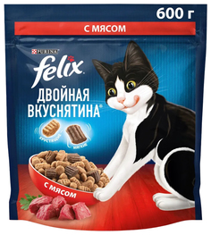 Сухой корм для кошек Felix Двойная вкуснятина, с мясом, 600 г