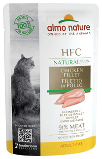 Влажный корм для кошек Almo Nature HFC Natural Plus, куриное филе, 90% мяса, 24x55 г