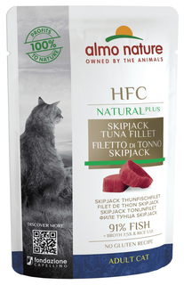 Влажный корм для кошек Almo Nature HFC Natural Plus, филе полосатого тунца, 24x55 г