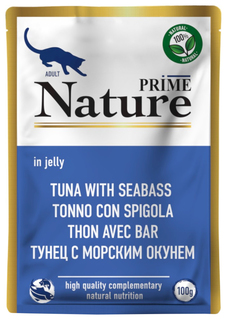 Влажный корм для кошек Prime Nature, тунец с морским окунем, 24x100 г P.R.I.M.E.