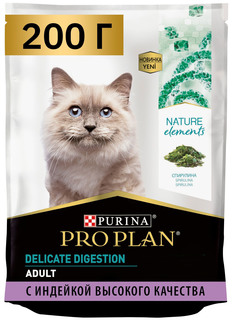 Сухой корм для кошек Pro Plan Nature Elements Delicat Adult индейка 200 г
