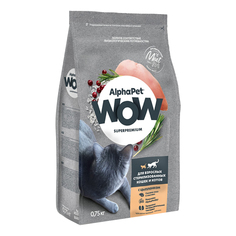 Сухой корм для кошек ALPHAPET Wow для стерилизованных с цыпленком 750 г