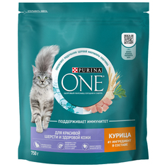 Сухой корм для кошек Purina One для красивой шерсти здоровой кожи с курицей 750 г