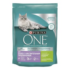 Сухой корм для кошек Purina One для чувствительного пищеварения с индейкой 200 г