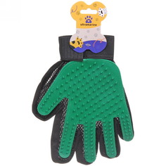 Расческа-перчатка для кошек и собак Ultramarine Друг на липучке, зеленая, 23см