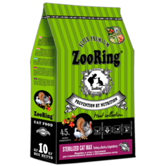 корм для кошек Zooring Sterilized CAT Max Индейка&Утка с брусникой 10 кг