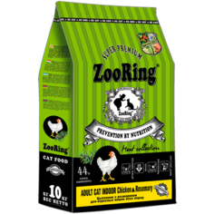 Сухой корм для кошек Zooring adult cat indoor chicken&rosemary, курица с розмарином, 10 кг