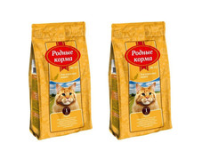 Сухой корм для кошек Родные Корма Русский фунт, курица, 2 шт по 409 г