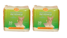 Пеленки для животных Чистый хвост впитывающие, 33х45 см, 2 уп по 30 шт