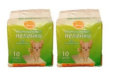 Пеленки для животных Чистый хвост впитывающие, 33х45 см, 2 уп по 10 шт
