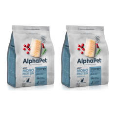 Сухой корм для кошек AlphaPet Monoprotein из белой рыбы, 2 шт по 400 г