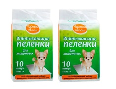 Пеленки для животных Чистый хвост впитывающие, 2 уп по 10 шт, 60х90 см