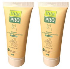 Паста для вывода шерсти для кошек Vita Pro с мятой, 2 шт по 30 мл
