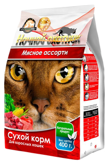 Сухой корм для кошек Ночной Охотник мясное ассорти с говядиной, курицей и ягненком, 400 г