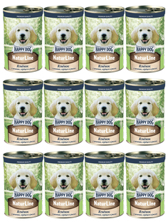 Консервы для собак Happy Dog ягненок с печенью, сердцем и рисом, 12шт по 410г