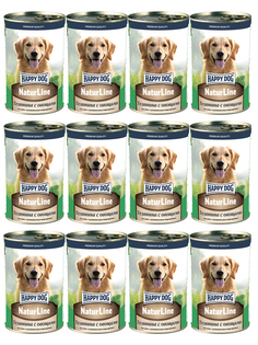 Консервы для собак HappyDog с чувствительным пищеварением, телятина и овощи, 12шт по 410г