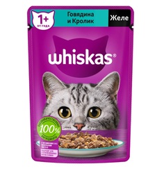 Влажный корм для кошек Whiskas,говядина и кролик в желе, 28шт по 75г