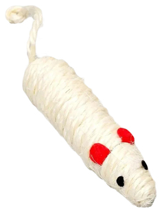 Игрушка для кошек Пижон сизалевая, Длинная мышь, 14,5 см, белая
