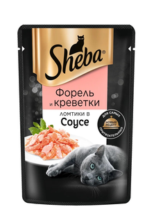 Влажный корм для кошек Sheba ломтики в соусе форель и креветки 28 шт по 75 г