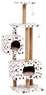 Домик-когтеточка Квадратный с площадкой и полкой для кошек, 65х51х173 см, джут, далматинец No Brand