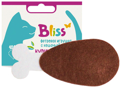 Мягкая игрушка Bliss Куриная ножка, с кошачей мятой, коричневая