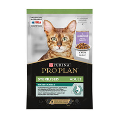Влажный корм для кошек Pro Plan Nutrisavour Sterilised, кусочки в желе, индейка, 85 г