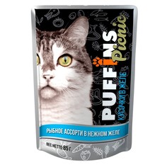 Влажный корм для кошек Puffins picnic рыбное ассорти в желе 26 шт по 85 г