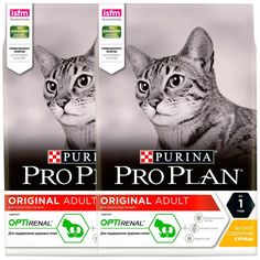 Сухой корм для кошек Pro Plan Cat Adult курица, 2 шт по 0,4 кг