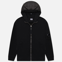 Мужская толстовка C.P. Company Diagonal Fleece 2/1 Zipped Hoodie, цвет чёрный, размер L