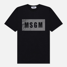 Мужская футболка MSGM Box Logo Print, цвет чёрный, размер S