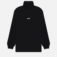 Мужской лонгслив MSGM Micrologo Print Half Neck, цвет чёрный, размер L