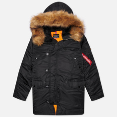 Мужская куртка парка Alpha Industries N-3B Slim Fit, цвет чёрный, размер S