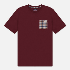 Мужская футболка Aquascutum Active Check Pocket, цвет бордовый, размер XL
