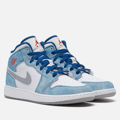 Кроссовки Jordan Air Jordan 1 Mid SE GS, цвет голубой, размер 38.5 EU