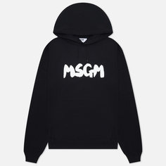 Мужская толстовка MSGM New Brush Stroke Logo Hoodie, цвет чёрный, размер S