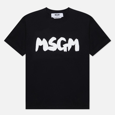 Женская футболка MSGM New Logo Brush, цвет чёрный, размер L