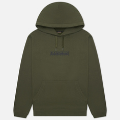Мужская толстовка Napapijri Box Hoodie Loose Fit, цвет зелёный, размер XXL