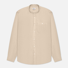 Мужская рубашка Woolrich Band Collar Linen, цвет бежевый, размер XXL
