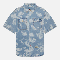 Мужская рубашка Evisu Heritage Graffiti Discharged All Over Print Denim, цвет голубой, размер M